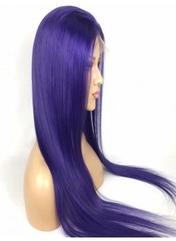 2-3 days  Full lace wig pre plucked hair line baby hair  100% human hair 8A + quality straight blue color 